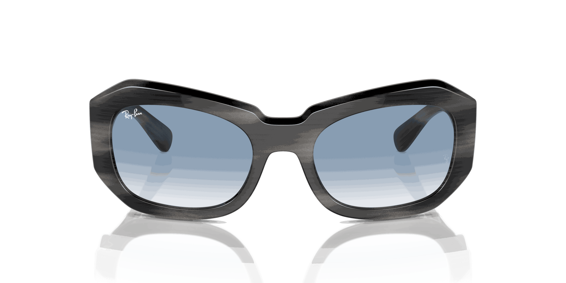 [Clear & Blue Lenses, Polished Striped Grey Frame]