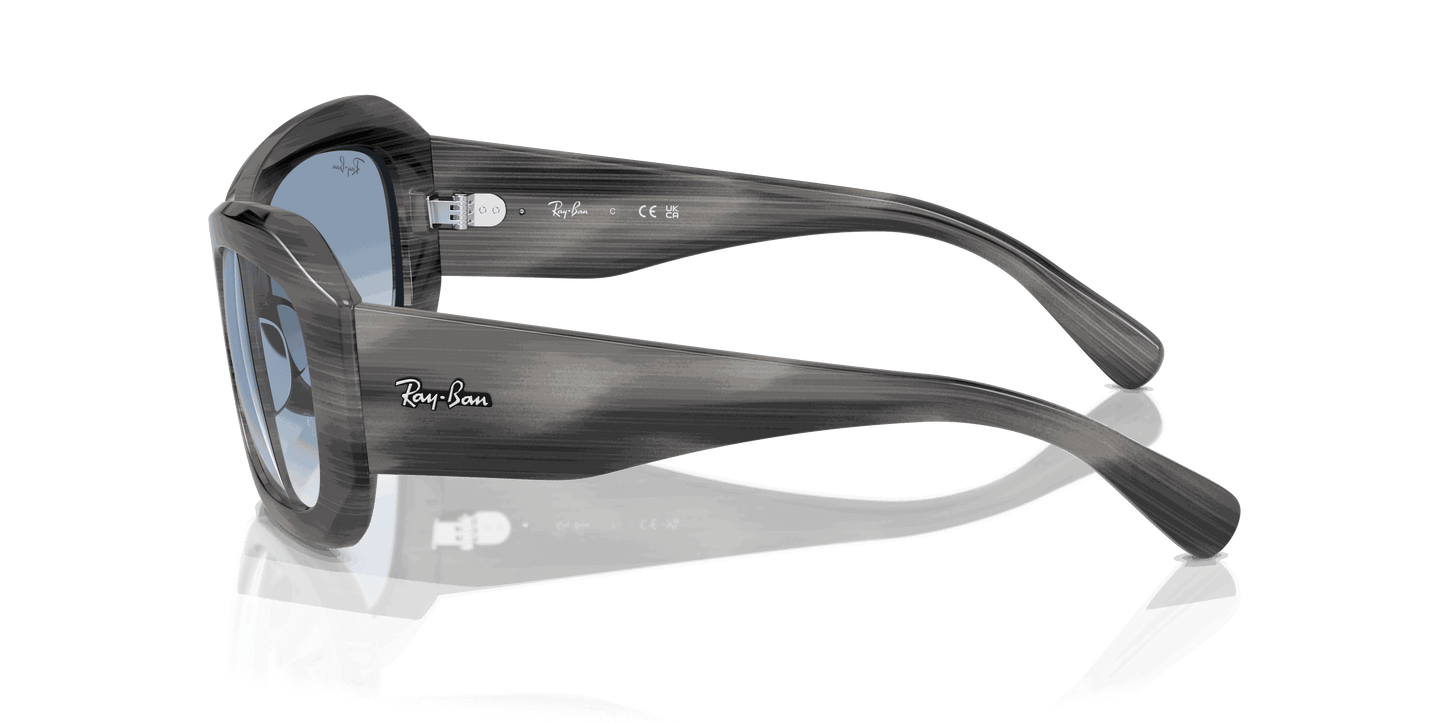 [Clear & Blue Lenses, Polished Striped Grey Frame]