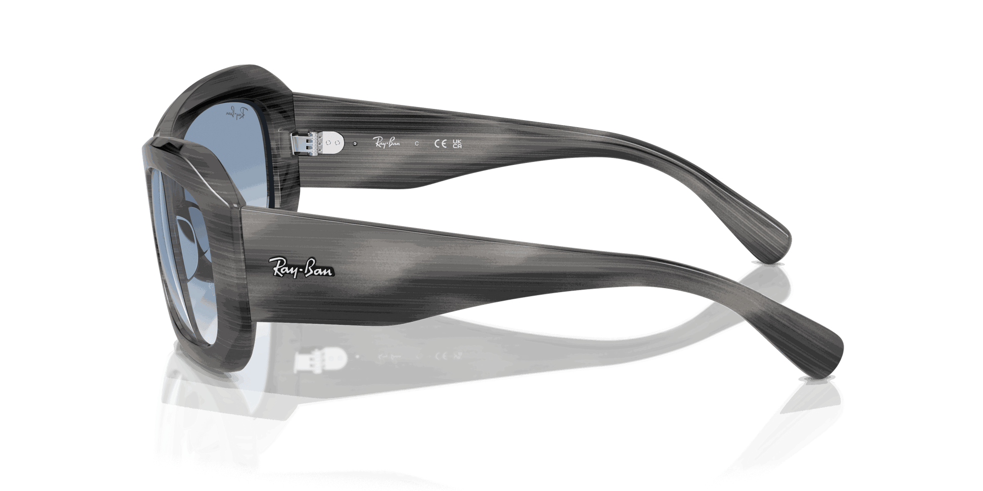 [Clear & Blue Lenses, Polished Striped Grey Frame]