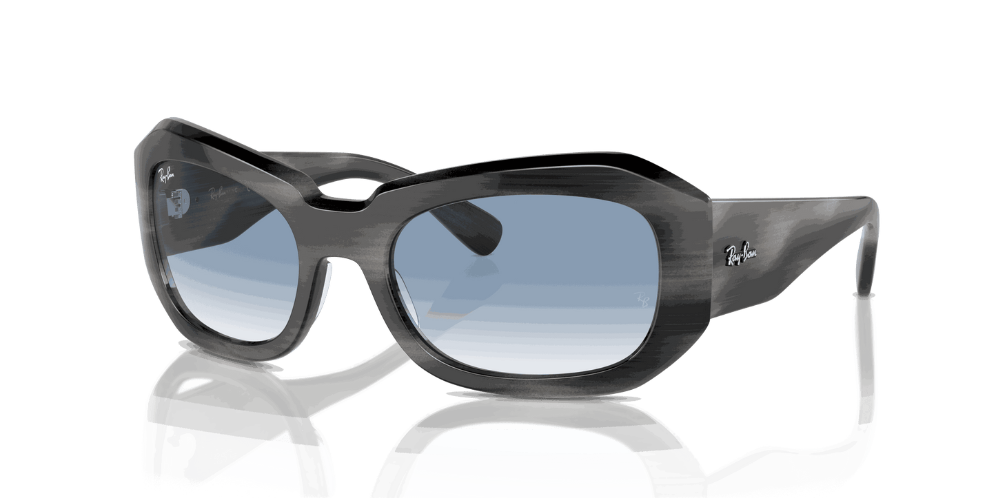 [Clear & Blue Lenses, Polished Striped Grey Frame]