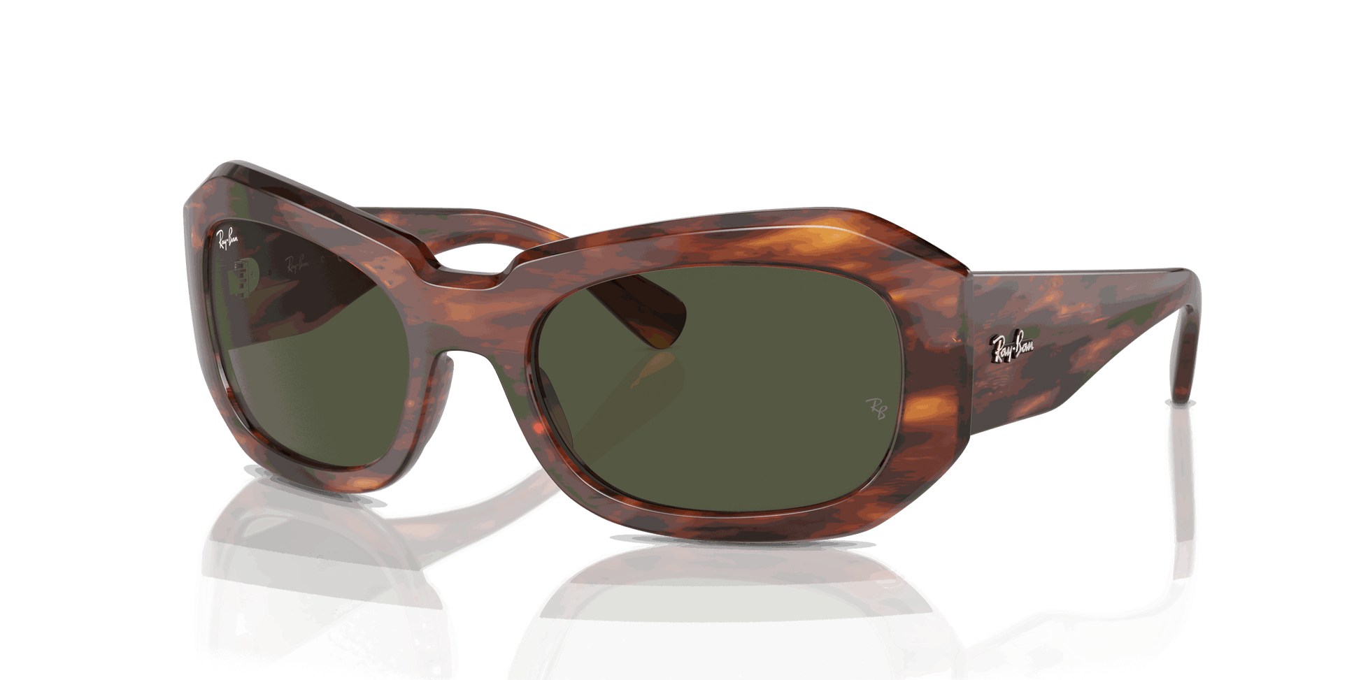 [Green Lenses, Polished Striped Havana Frame]
