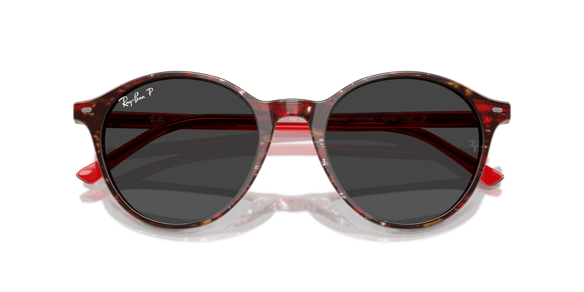 [Polar Black Lenses, Polished Transparent Shade Fantasy Red Frame]