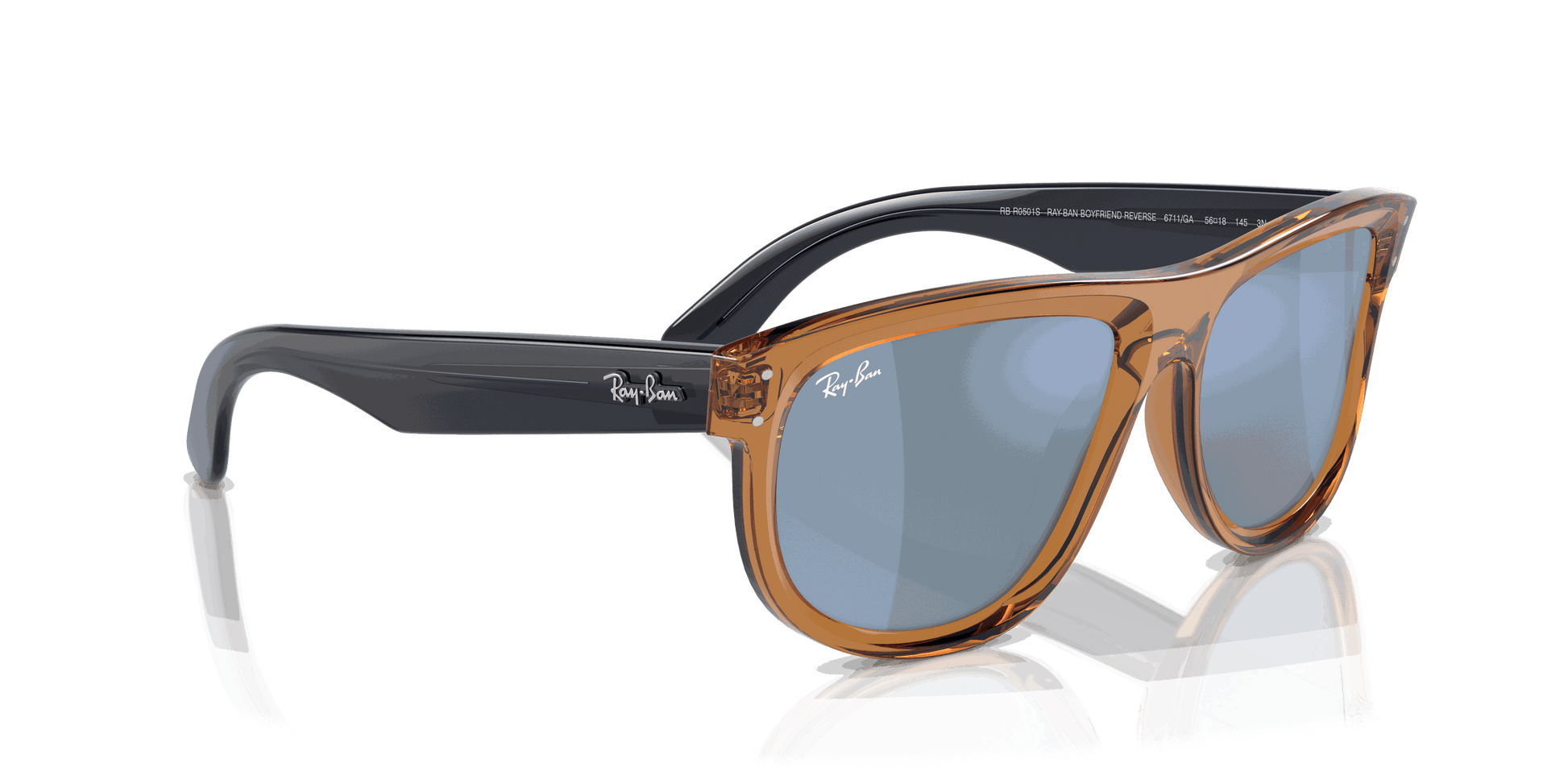 [Light Blue Lenses, Polished Transparent Camel Brown Frame]