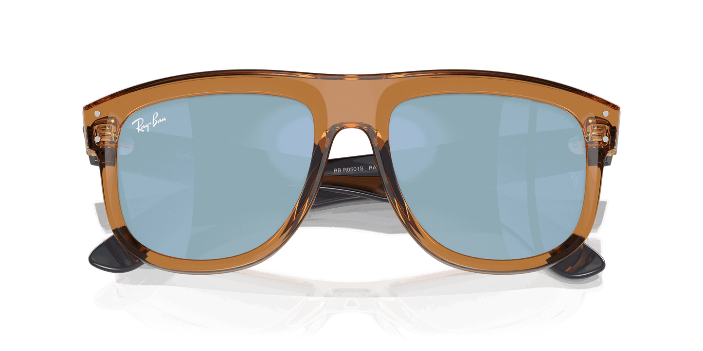[Light Blue Lenses, Polished Transparent Camel Brown Frame]