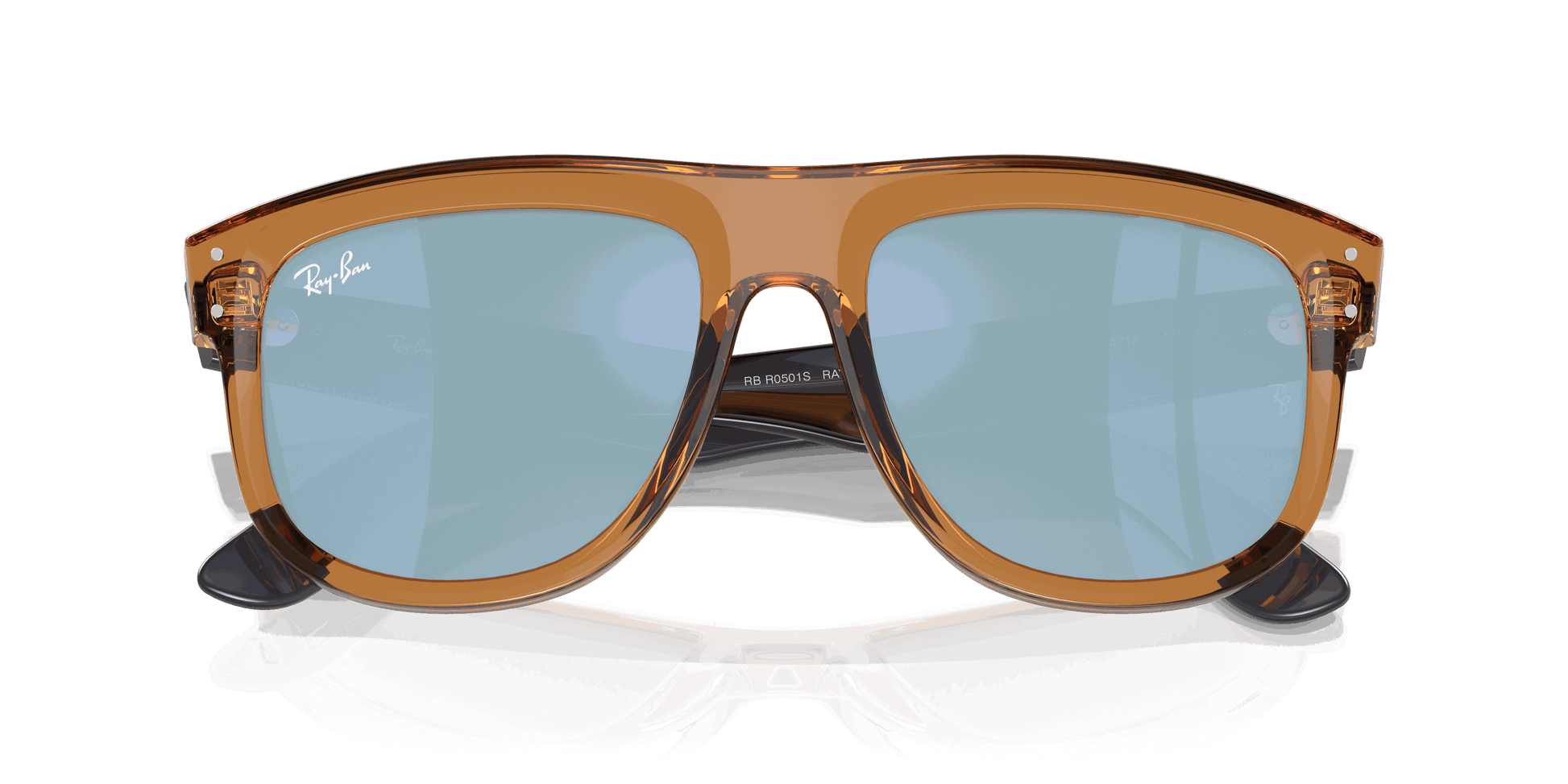 [Light Blue Lenses, Polished Transparent Camel Brown Frame]
