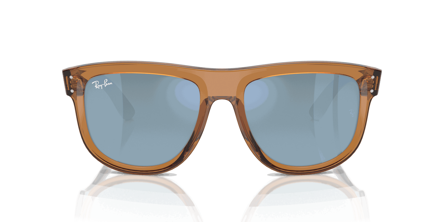 [Light Blue Lenses, Polished Transparent Camel Brown Frame]