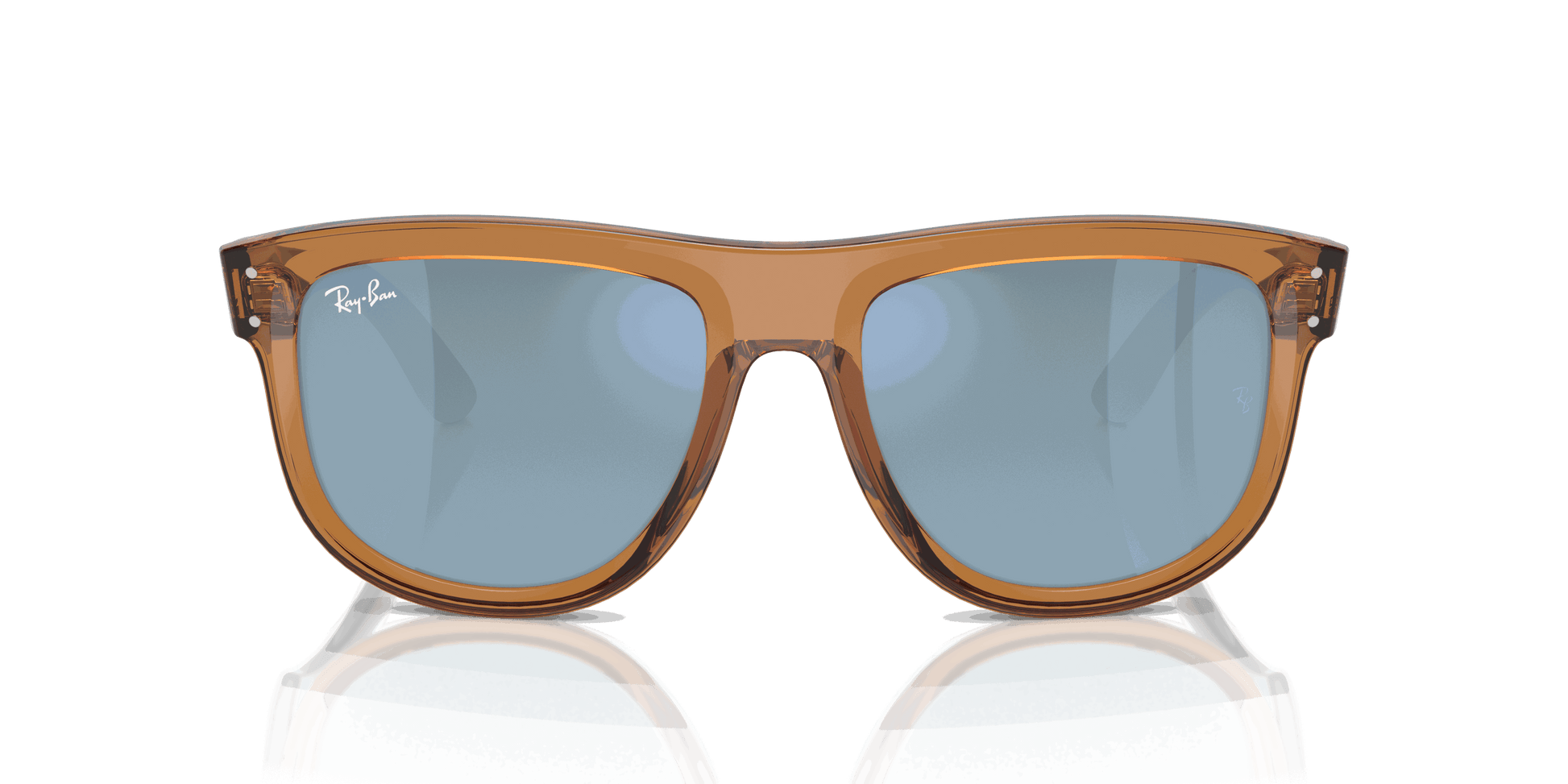 [Light Blue Lenses, Polished Transparent Camel Brown Frame]