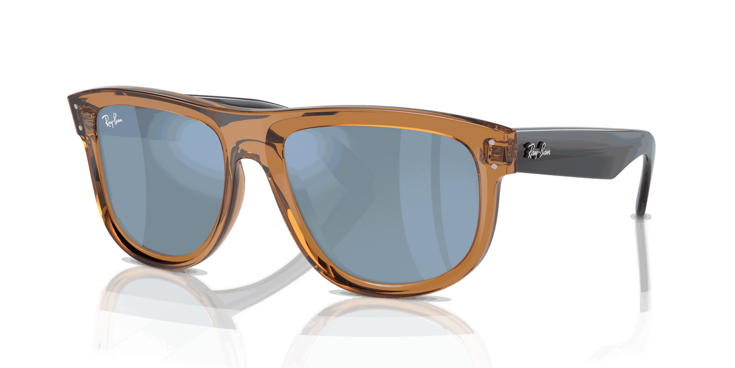 [Light Blue Lenses, Polished Transparent Camel Brown Frame]