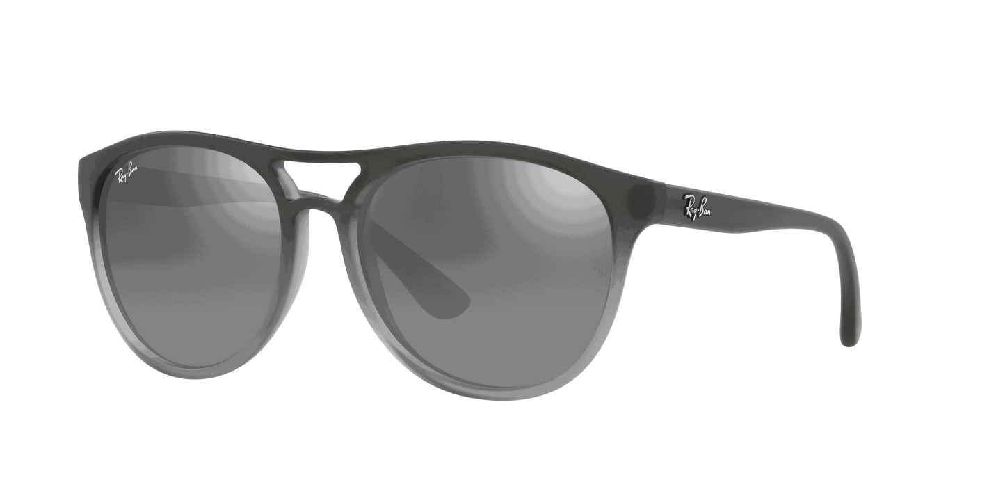 [Grey Mirror Silver Gradient Lenses, Polished Rubber Grey On Clear Grey Frame]