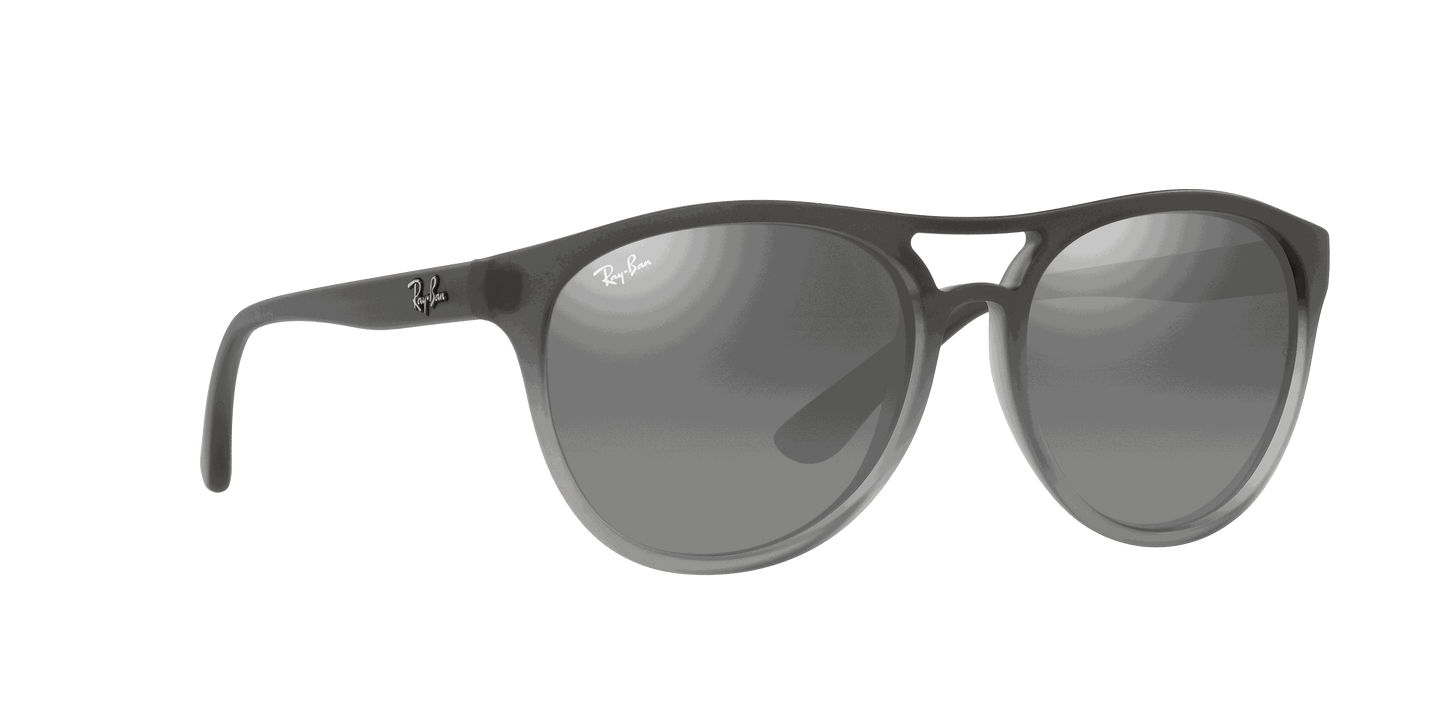 [Grey Mirror Silver Gradient Lenses, Polished Rubber Grey On Clear Grey Frame]