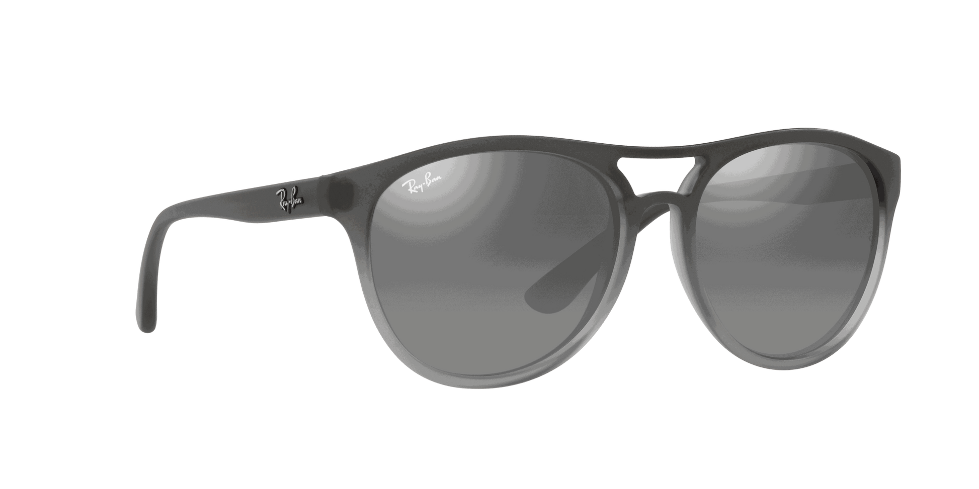 [Grey Mirror Silver Gradient Lenses, Polished Rubber Grey On Clear Grey Frame]