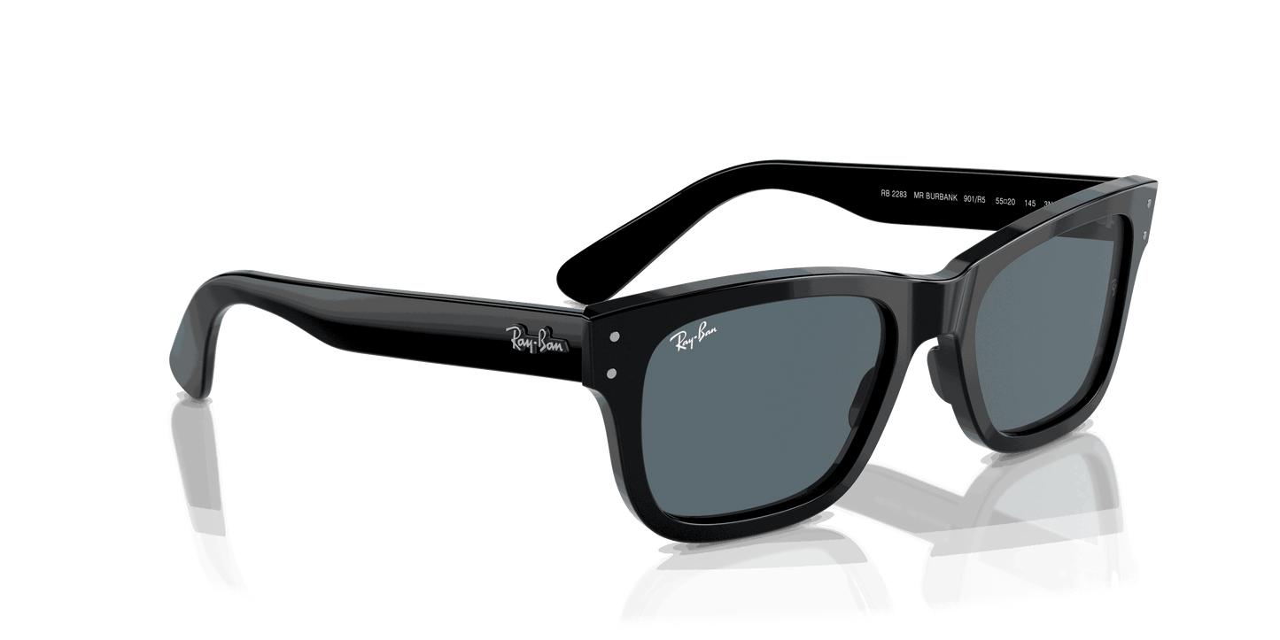 [Blue Lenses, Polished Black Frame]