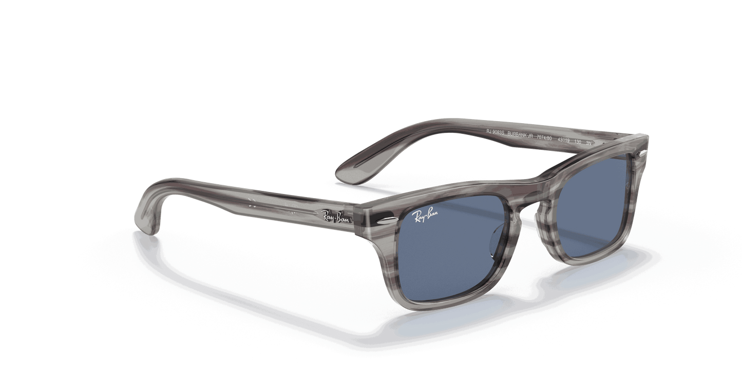 [Dark Blue Lenses, Polished Striped Grey Frame]