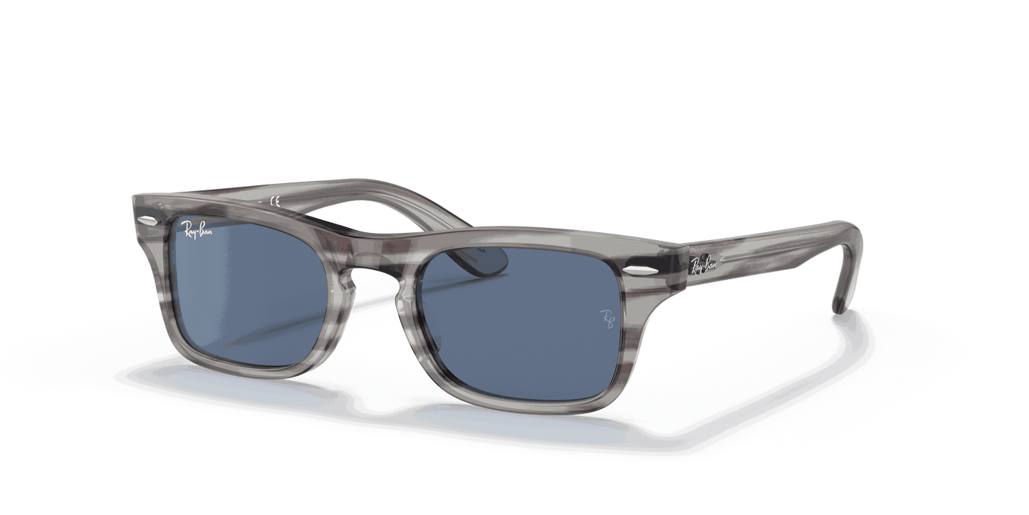 [Dark Blue Lenses, Polished Striped Grey Frame]