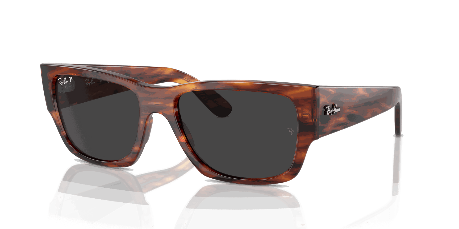 [Black Lenses, Polished Striped Havana Frame]