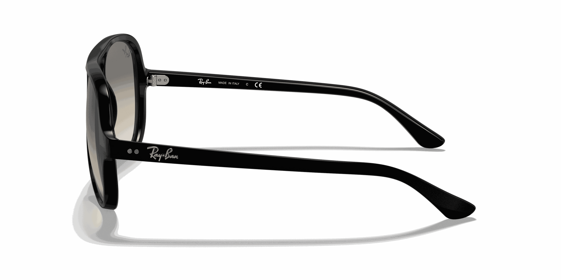 [Light Grey Gradient Lenses, Polished Black Frame]