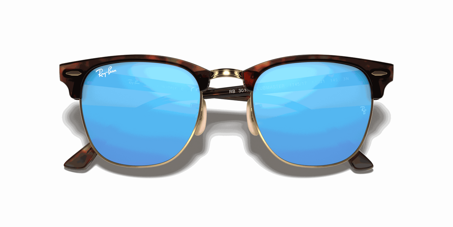 [Blue Flash Lenses, Matte Havana On Gold Frame]