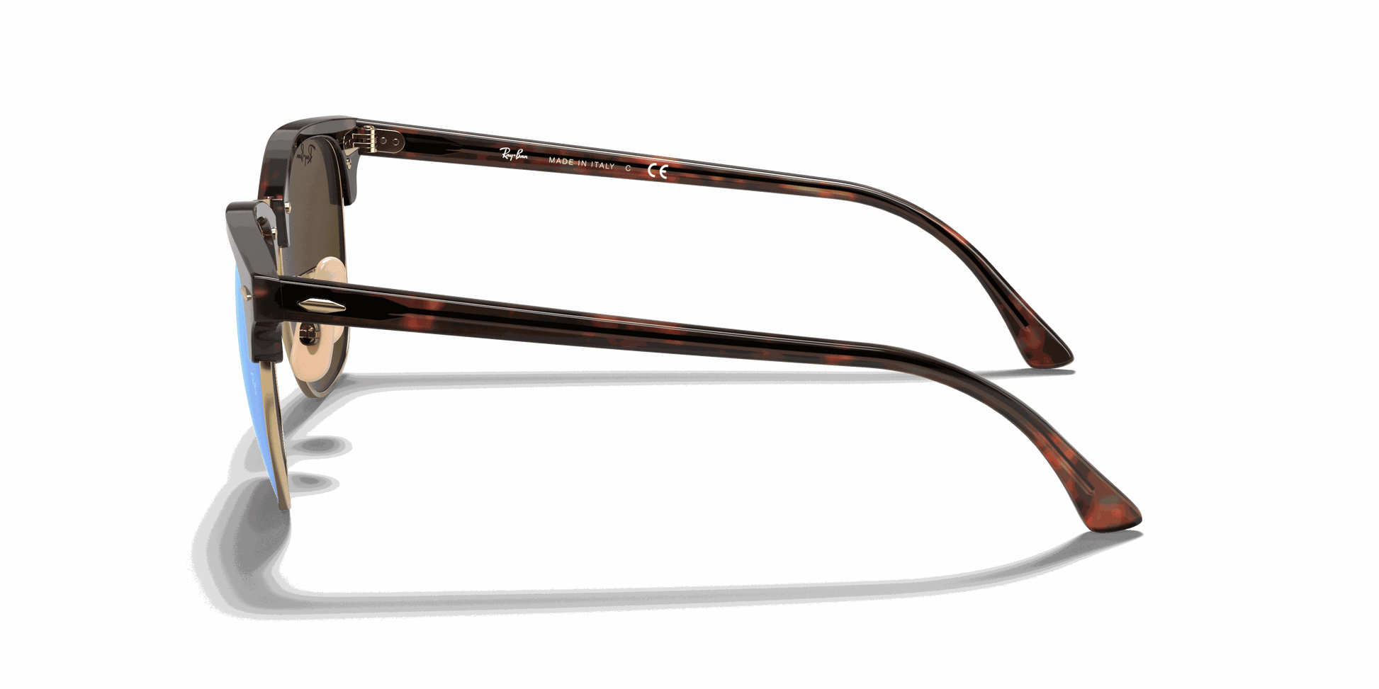 [Blue Flash Lenses, Matte Havana On Gold Frame]