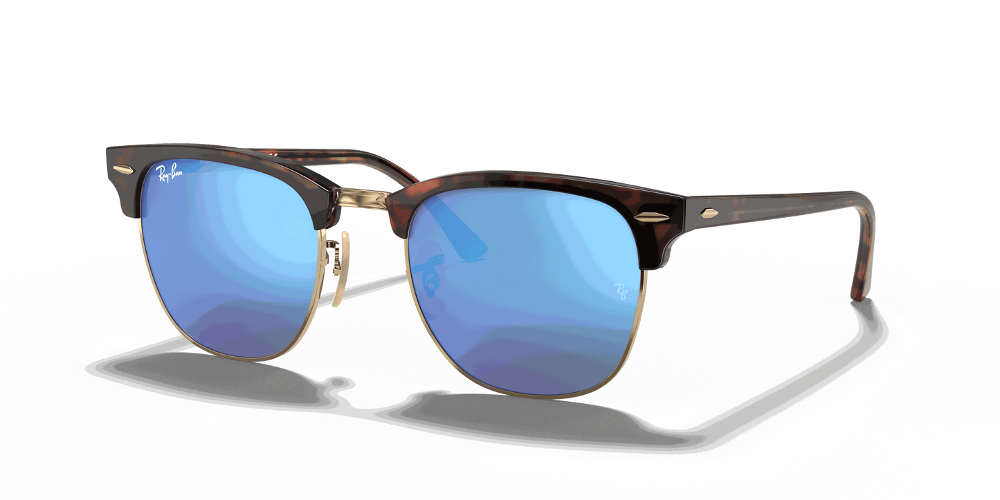 [Blue Flash Lenses, Matte Havana On Gold Frame]