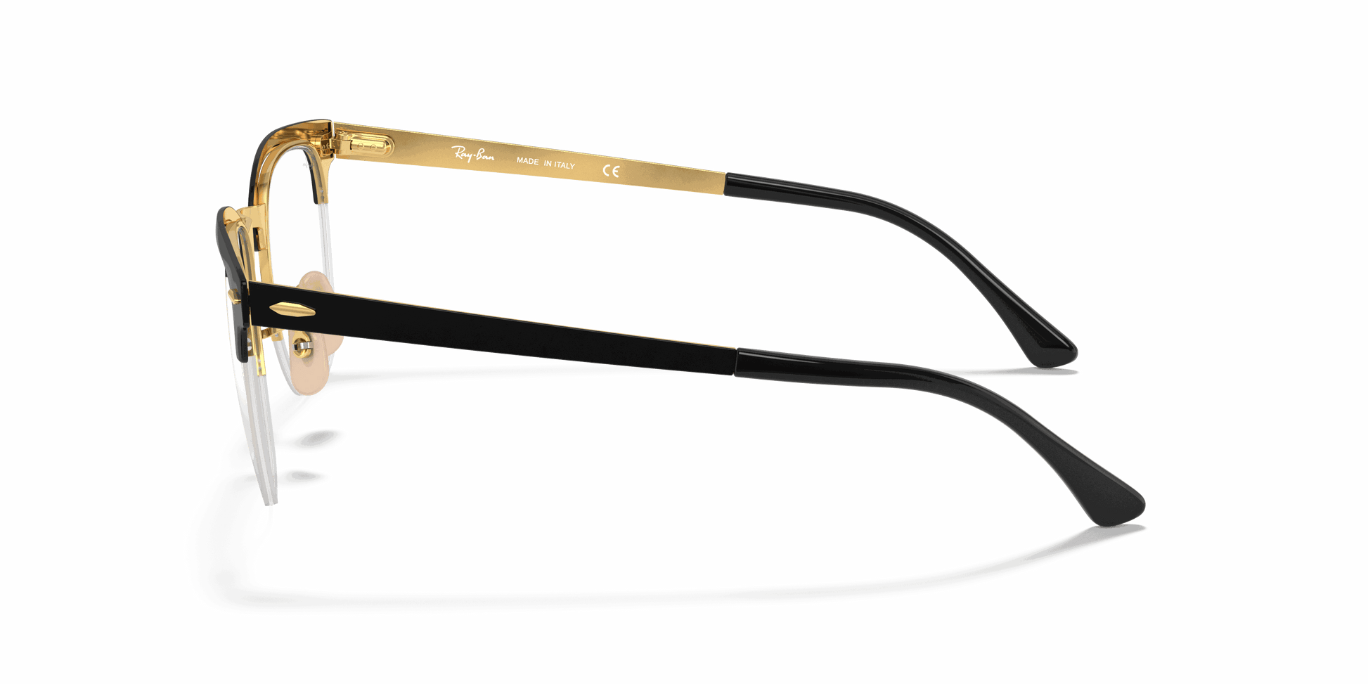 [Clear Lenses, Polished Black On Gold Frame]