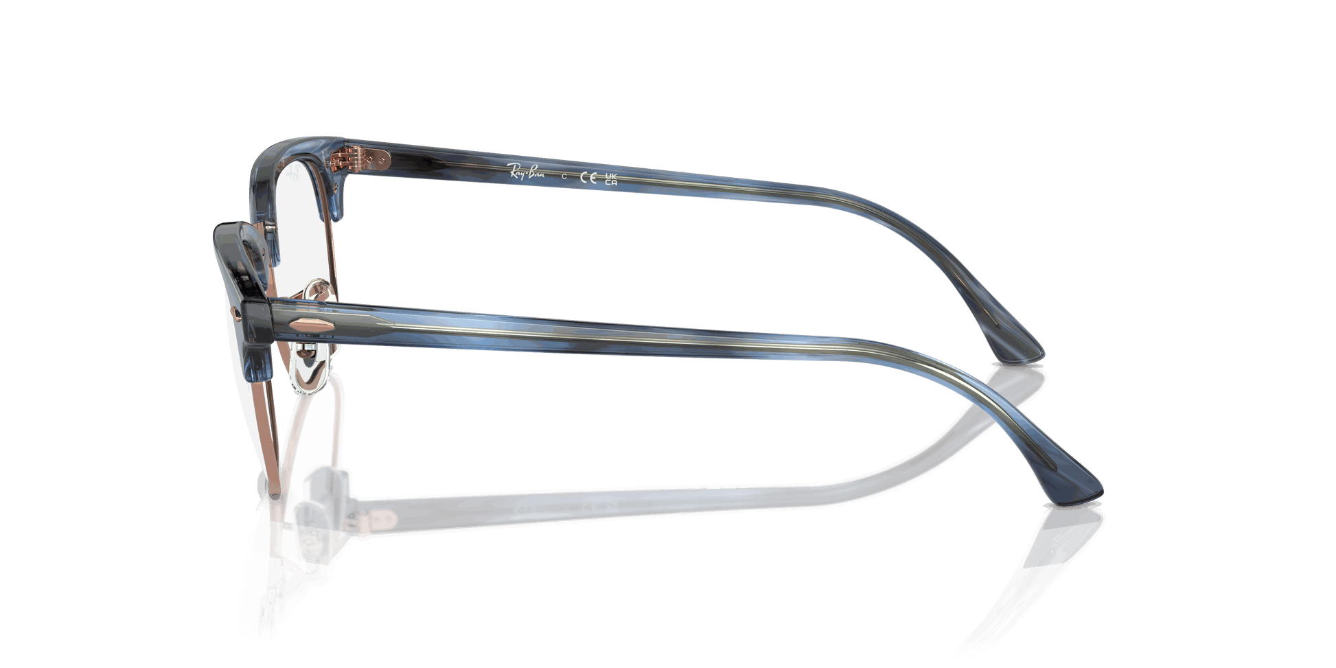[Clear Lenses, Polished Striped Blue Frame]