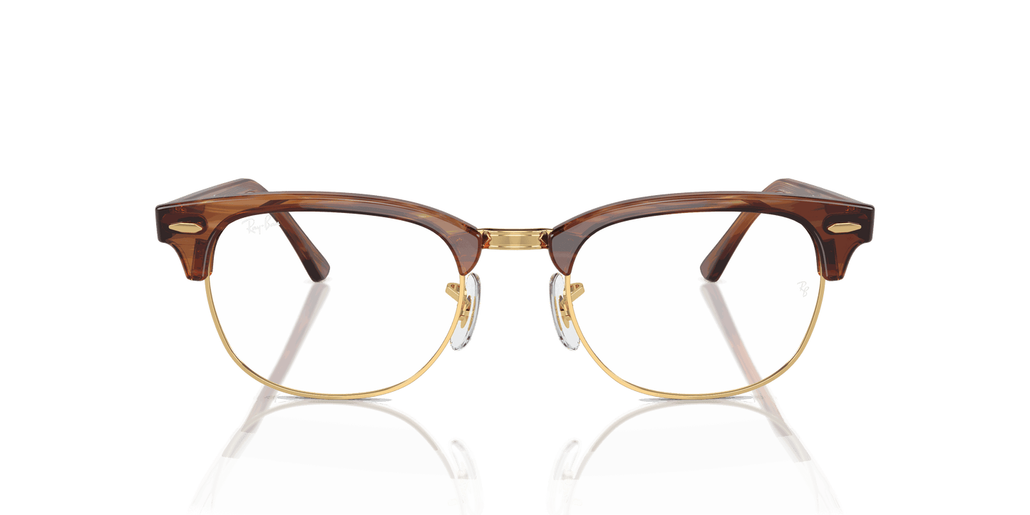 [Clear Lenses, Polished Striped Brown Frame]