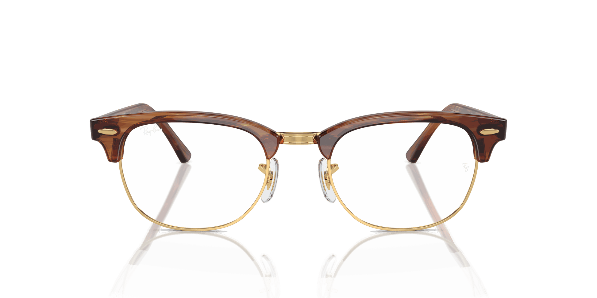 [Clear Lenses, Polished Striped Brown Frame]