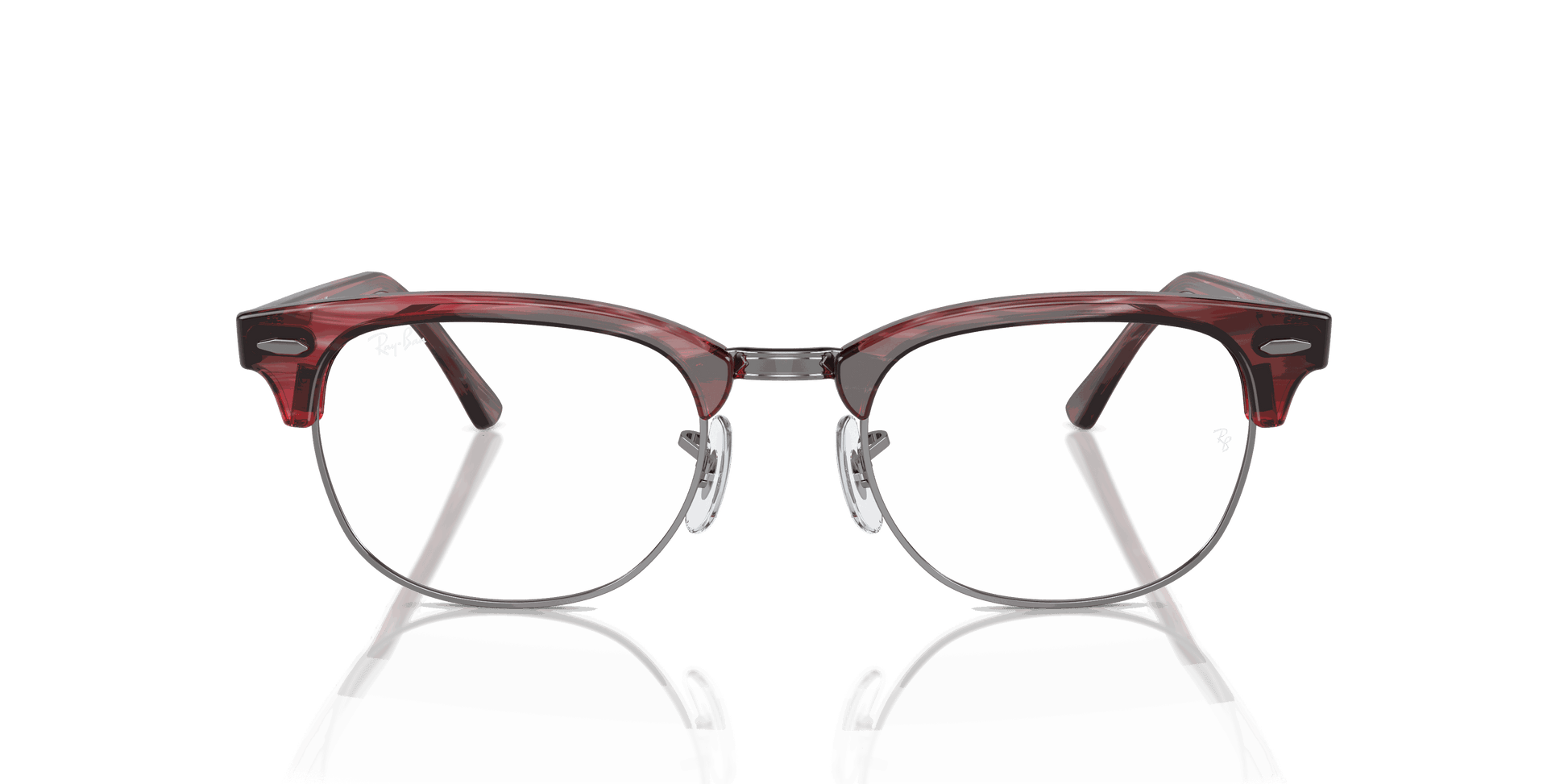[Clear Lenses, Polished Striped Red Frame]