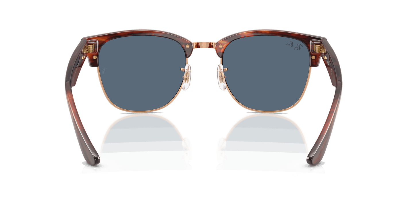 [Dark Blue Lenses, Polished Striped Havana On Rose Gold Frame]
