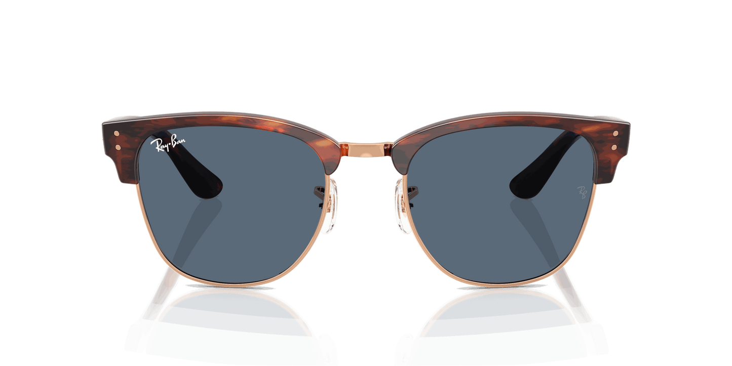 [Dark Blue Lenses, Polished Striped Havana On Rose Gold Frame]