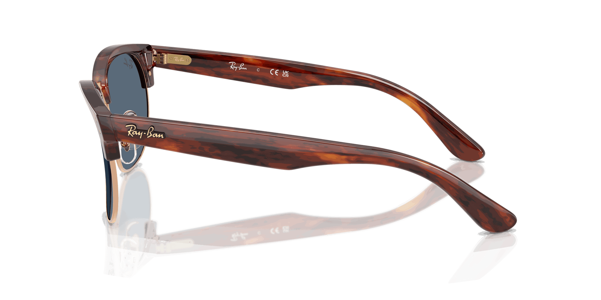 [Dark Blue Lenses, Polished Striped Havana On Rose Gold Frame]