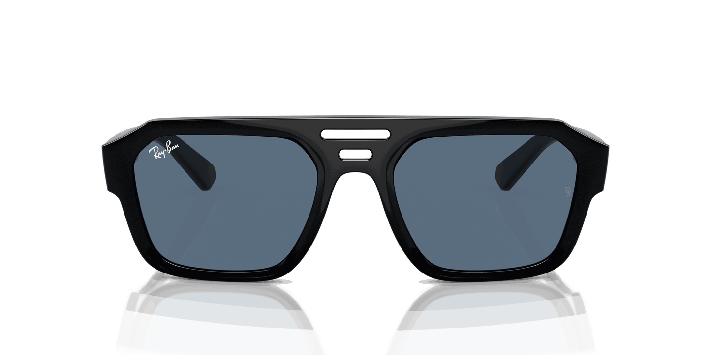 [Dark Blue Lenses, Polished Black Frame]