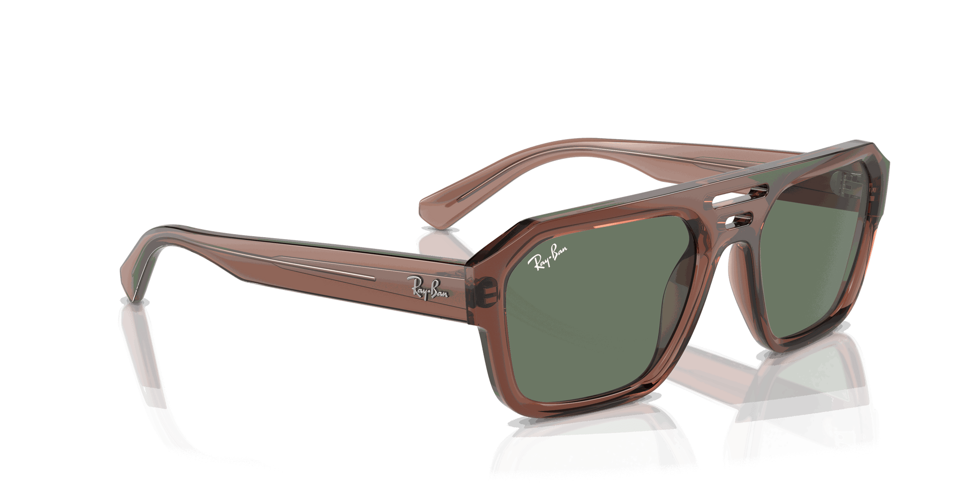 [Dark Green Lenses, Polished Transparent Brown Frame]