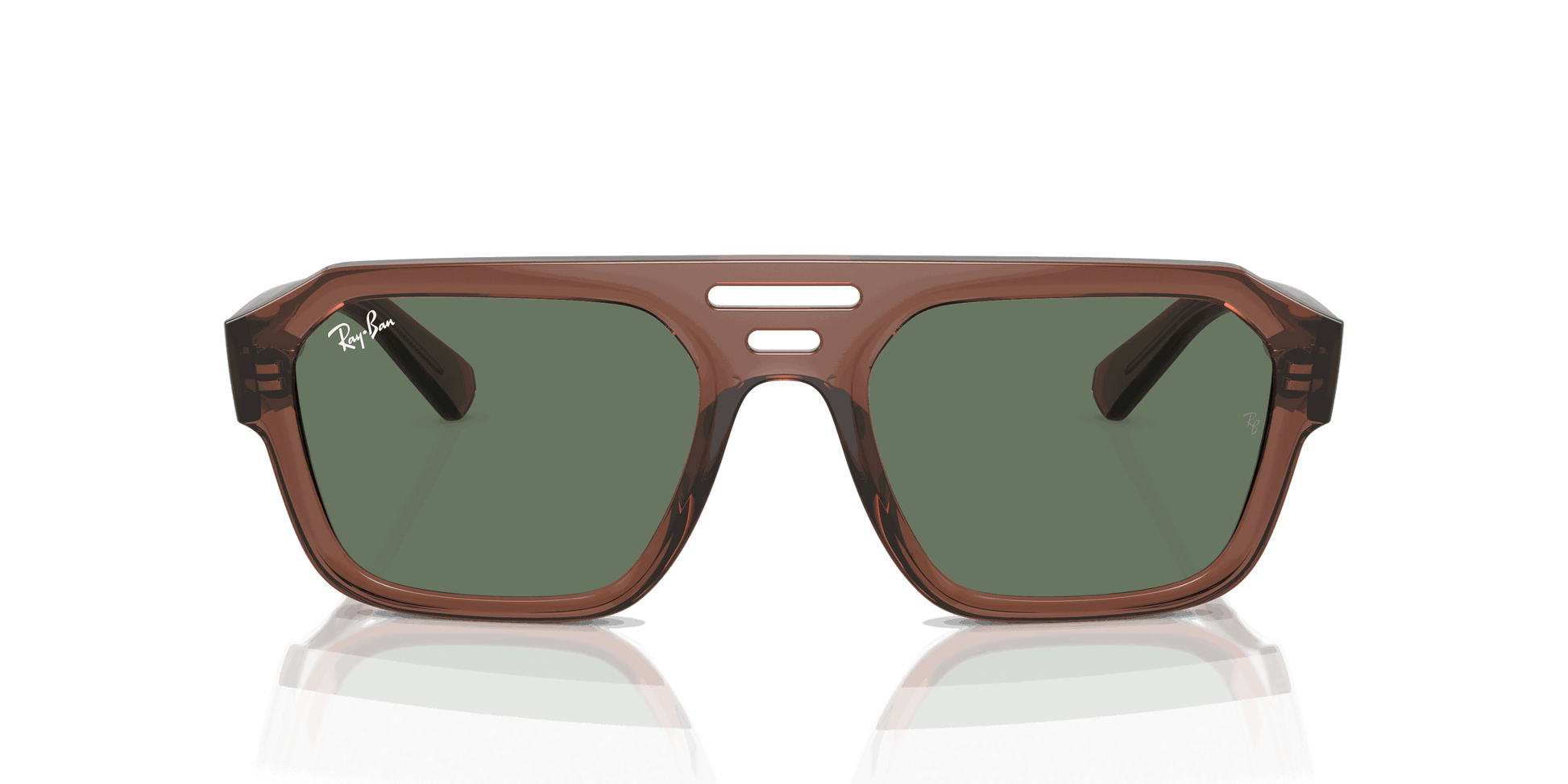 [Dark Green Lenses, Polished Transparent Brown Frame]