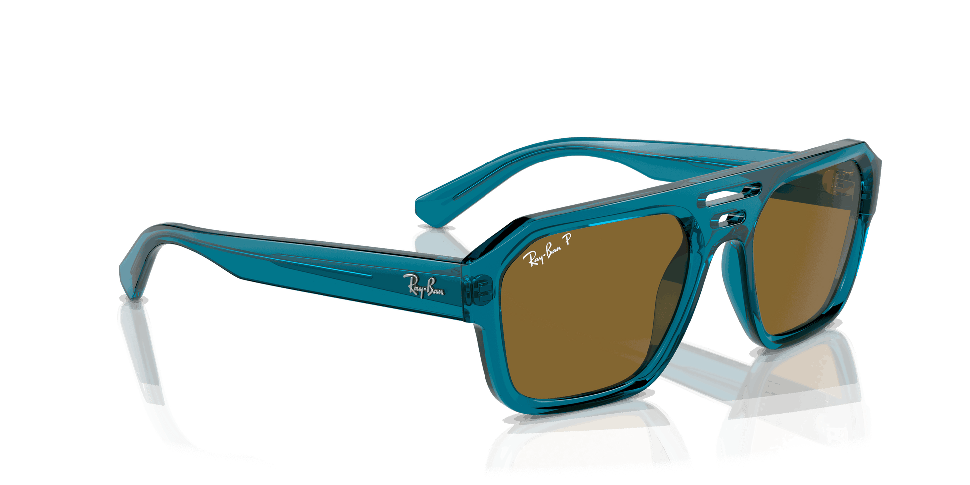 [Dark Brown Lenses, Polished Transparent Light Blue Frame]