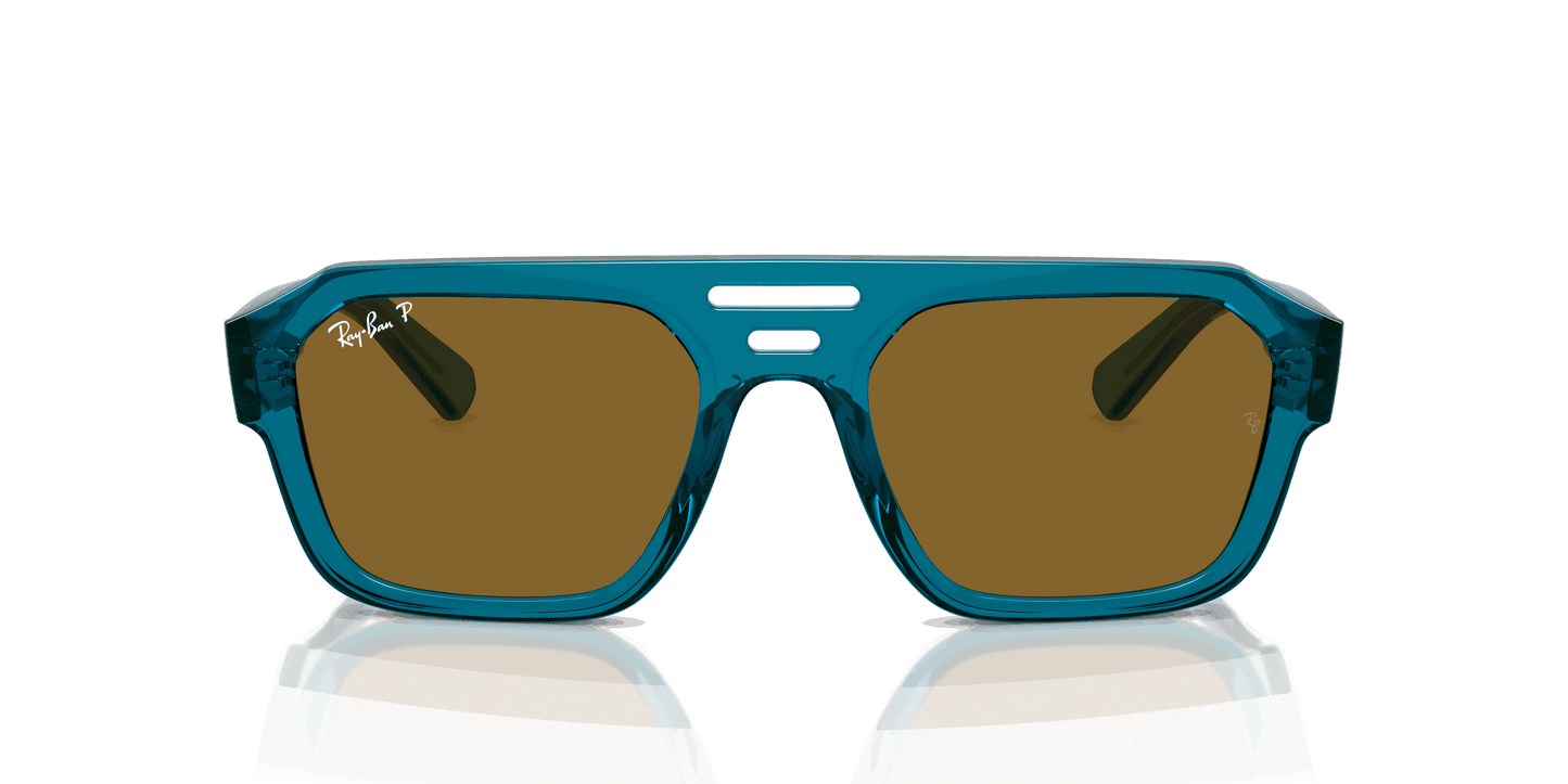 [Dark Brown Lenses, Polished Transparent Light Blue Frame]