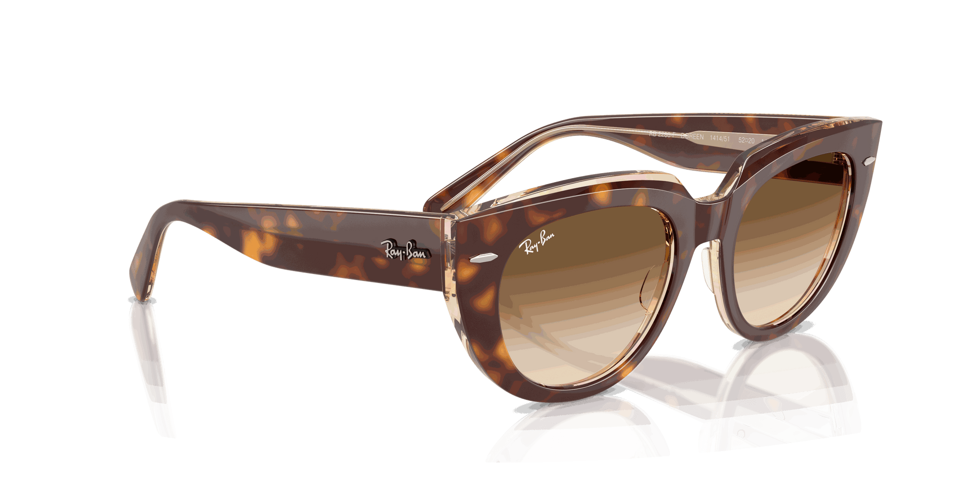 [Clear Gradient Brown Lenses, Polished Light Havana On Transparent Multicolor Frame]