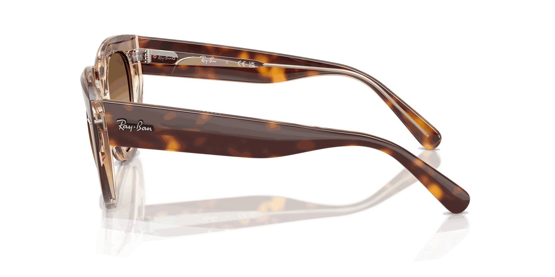 [Clear Gradient Brown Lenses, Polished Light Havana On Transparent Multicolor Frame]