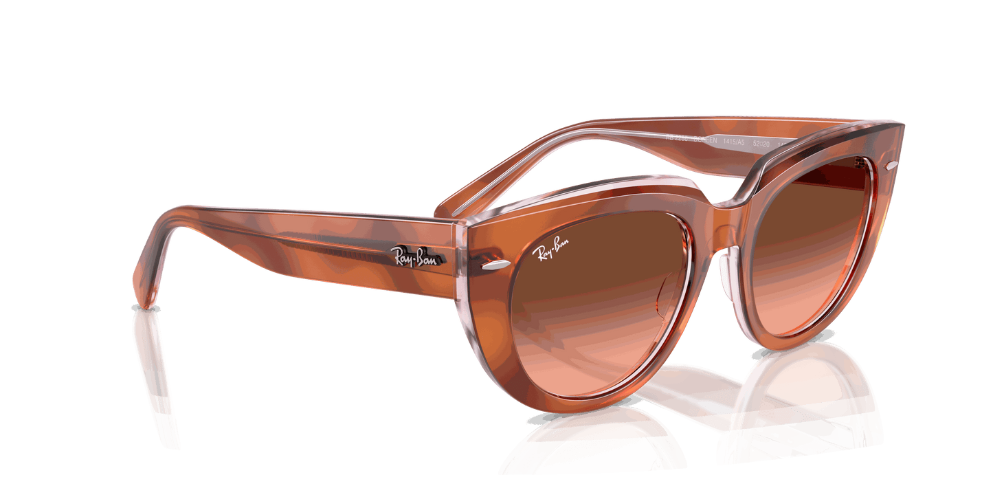 [Pink Gradient Brown Lenses, Polished Red Havana On Transparent Multicolor Frame]