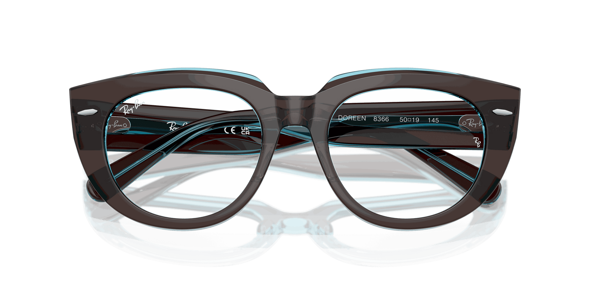 [Clear Lenses, Polished Brown On Transparent Blue Frame]