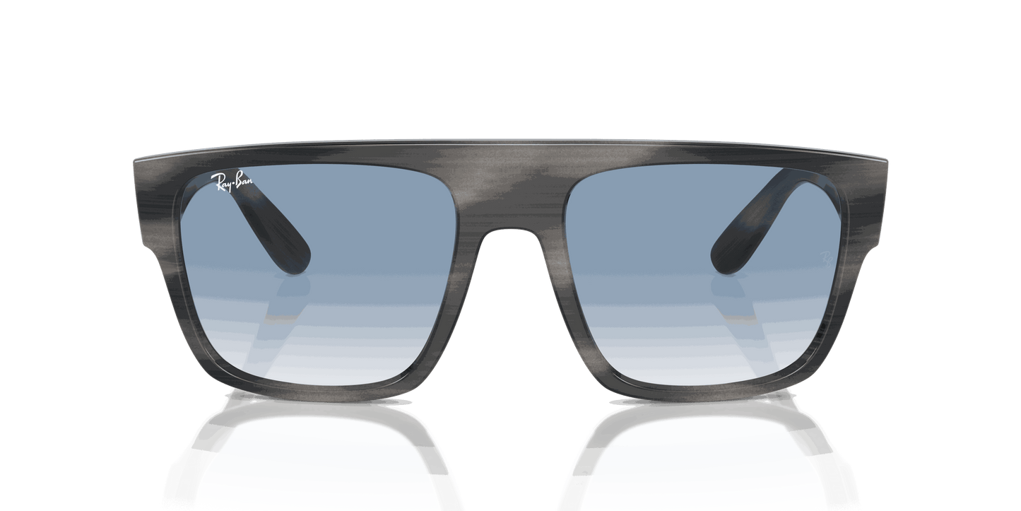 [Clear & Blue Lenses, Polished Striped Grey Frame]