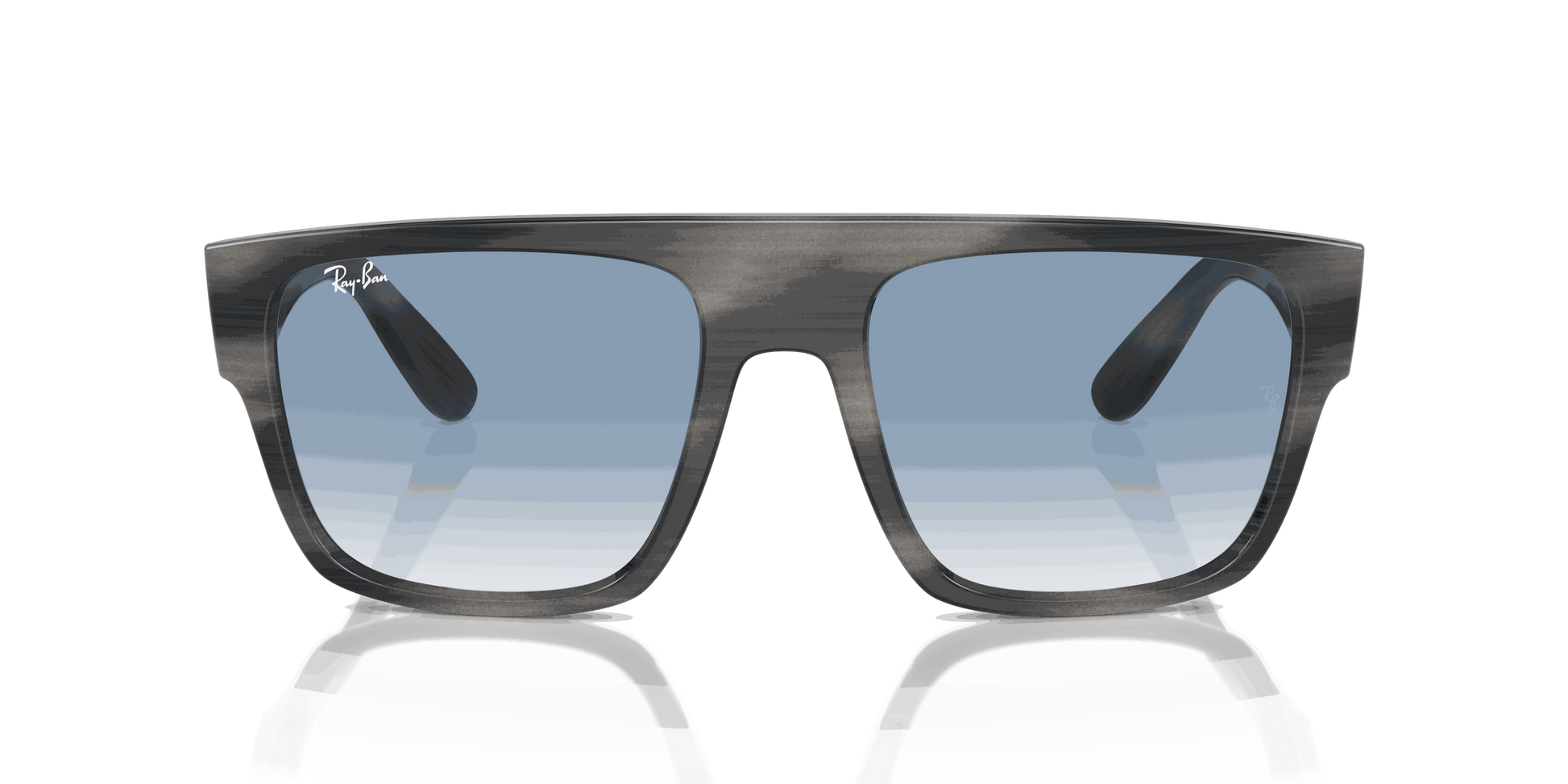[Clear & Blue Lenses, Polished Striped Grey Frame]