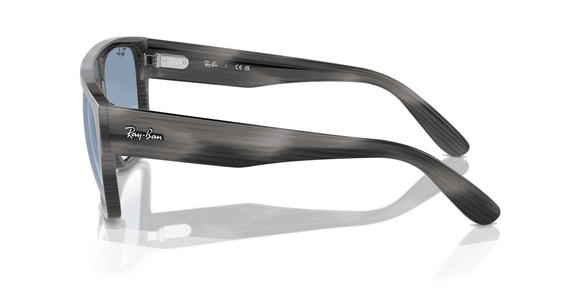 [Clear & Blue Lenses, Polished Striped Grey Frame]