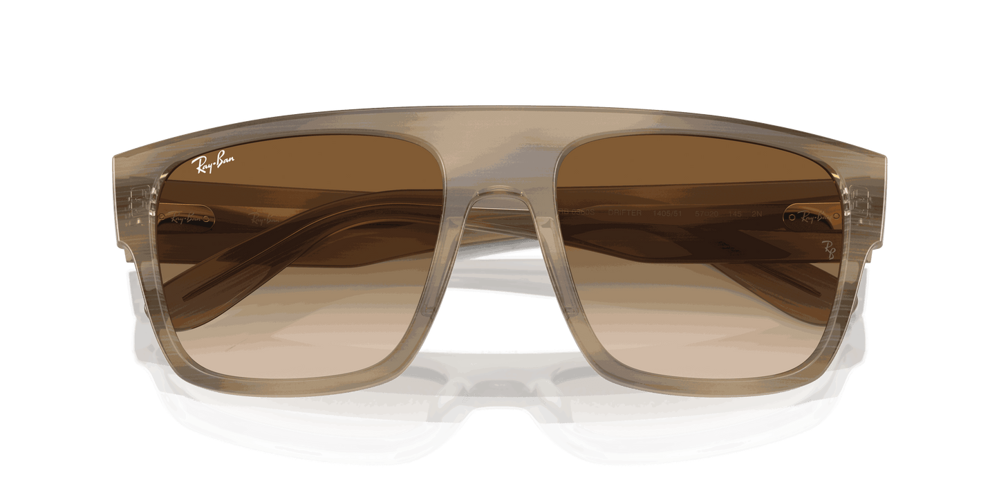 [Clear & Brown Lenses, Polished Striped Green Frame]