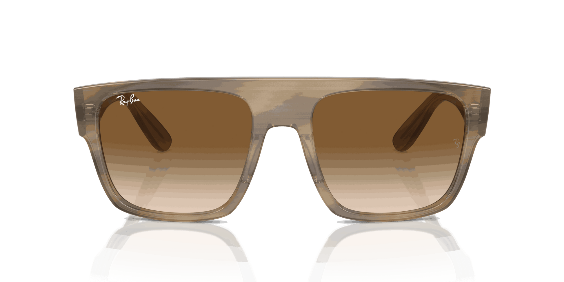 [Clear & Brown Lenses, Polished Striped Green Frame]