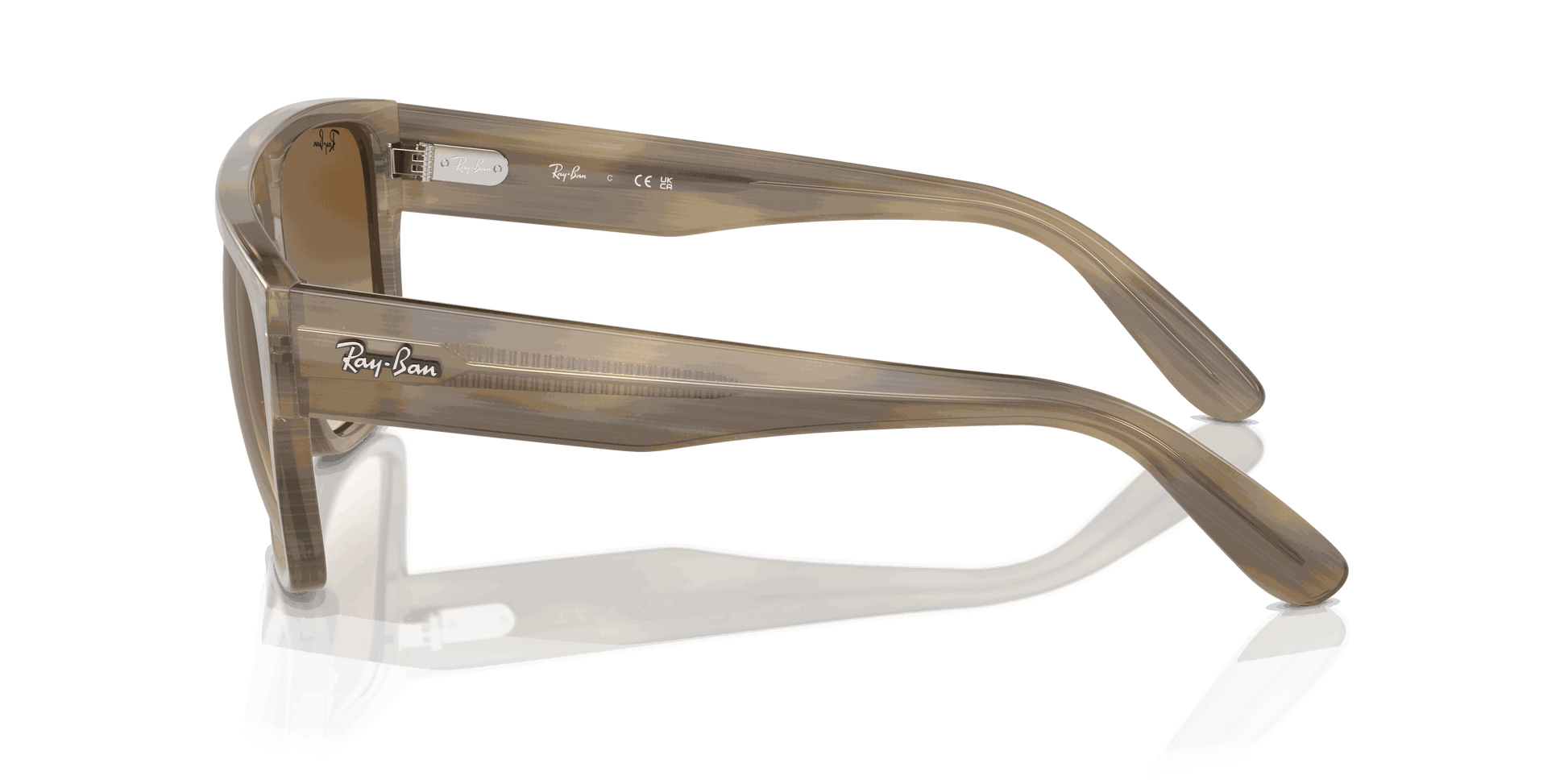 [Clear & Brown Lenses, Polished Striped Green Frame]