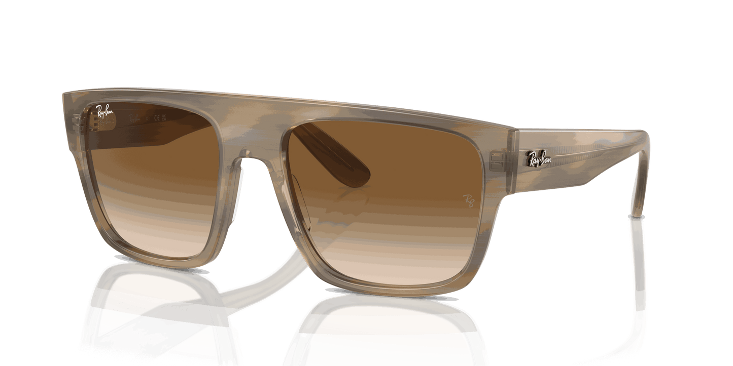 [Clear & Brown Lenses, Polished Striped Green Frame]