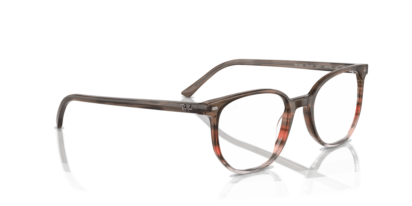 [Demo Lens Lenses, Polished Striped Brown & Red Frame]