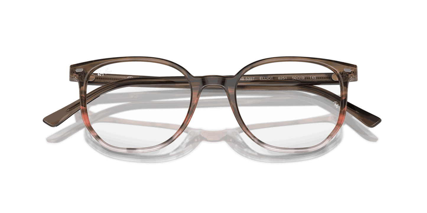 [Demo Lens Lenses, Polished Striped Brown & Red Frame]