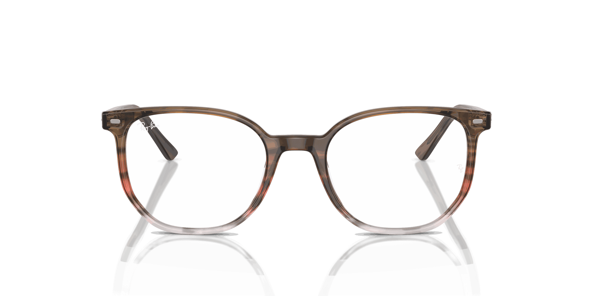 [Demo Lens Lenses, Polished Striped Brown & Red Frame]